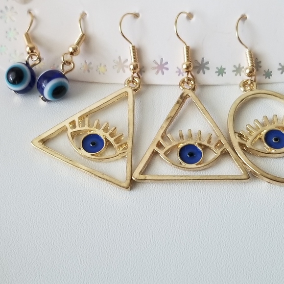 Evil Eye Protection Earrings 3 pcs set - Picture 2 of 5